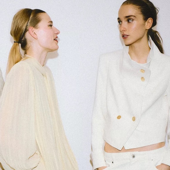 ZARA ZW COLLECTION LIMITED EDITION CONTRASTING CROPPED JACKET - Picture 8 of 11